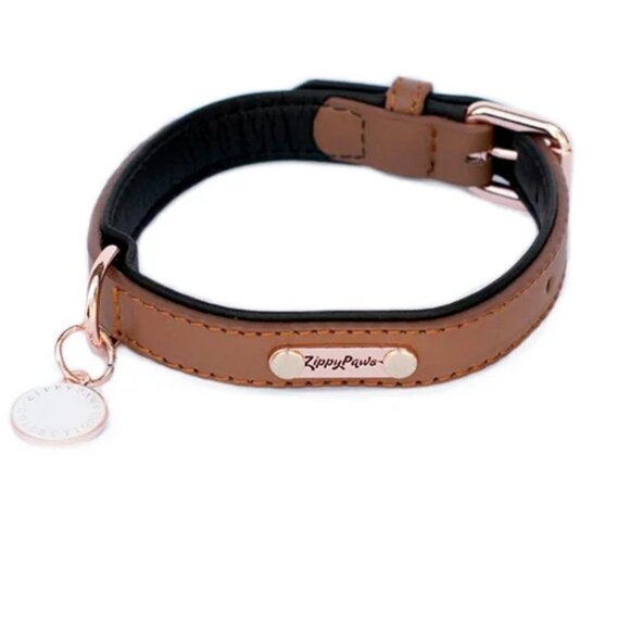 ZippyPaws Legacy Collection Dog Collar Brown Leather - Picture 2 of 5